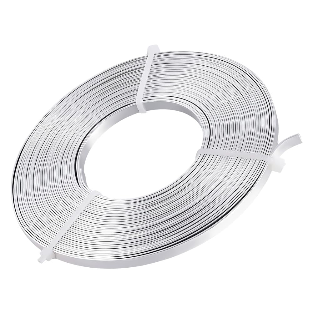 BENECREAT 32 Feet 5mm Wide Flat Jewelry Craft Wire 18 Gauge Aluminum Wire for Be