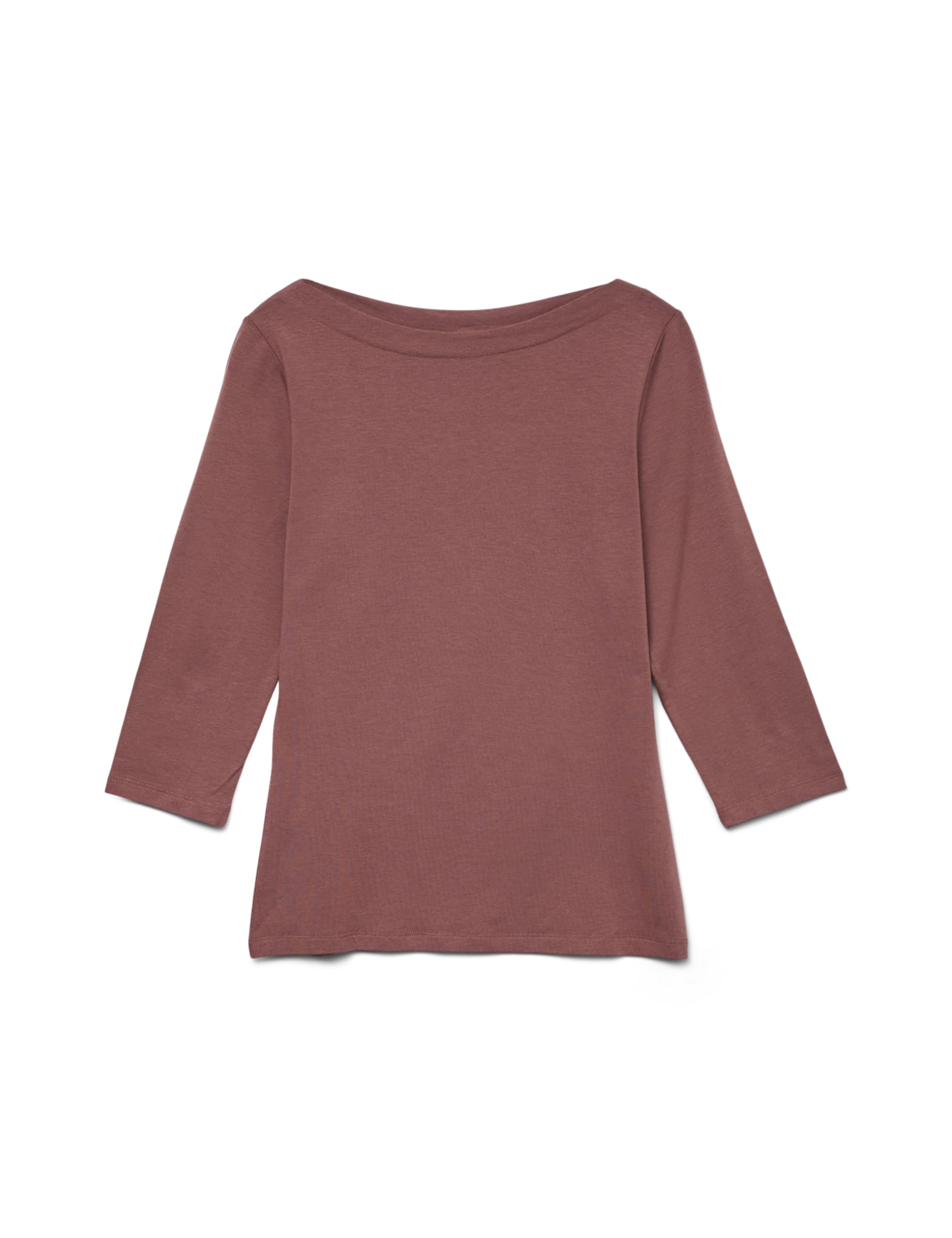 VERO MODA Women's Stretch 3/4 Sleeve Boat Neck Top Slim Fit Long Sleeve