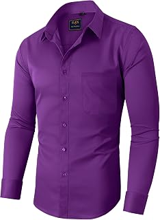 siliteelon Hemd Herren Langarm Regular Fit Stretch Businesshemd mit Tasche