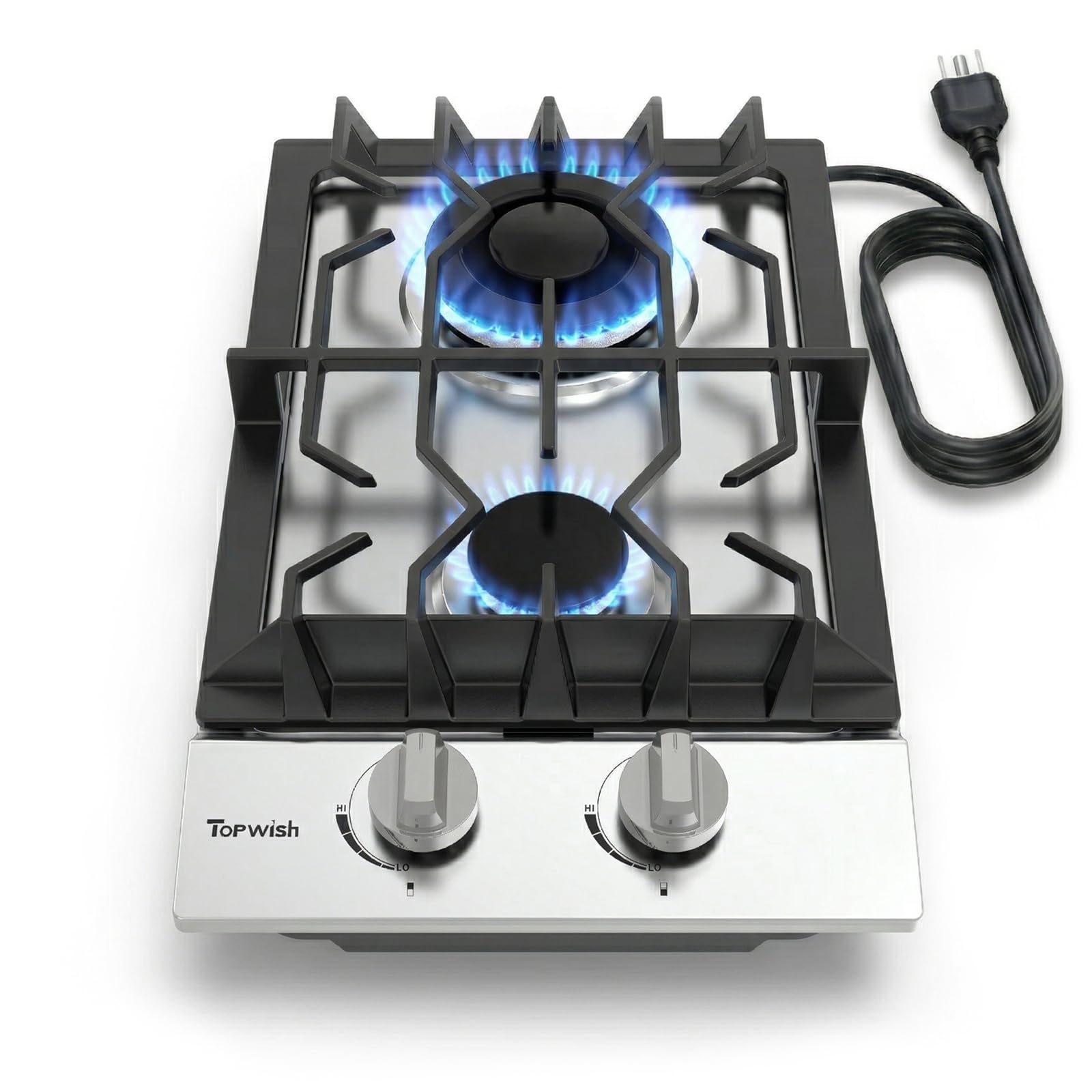 TOPWISH 12 Inch Gas Cooktop, 2 Burners Built-in Gas Stove Propane Cooktop | 18,0