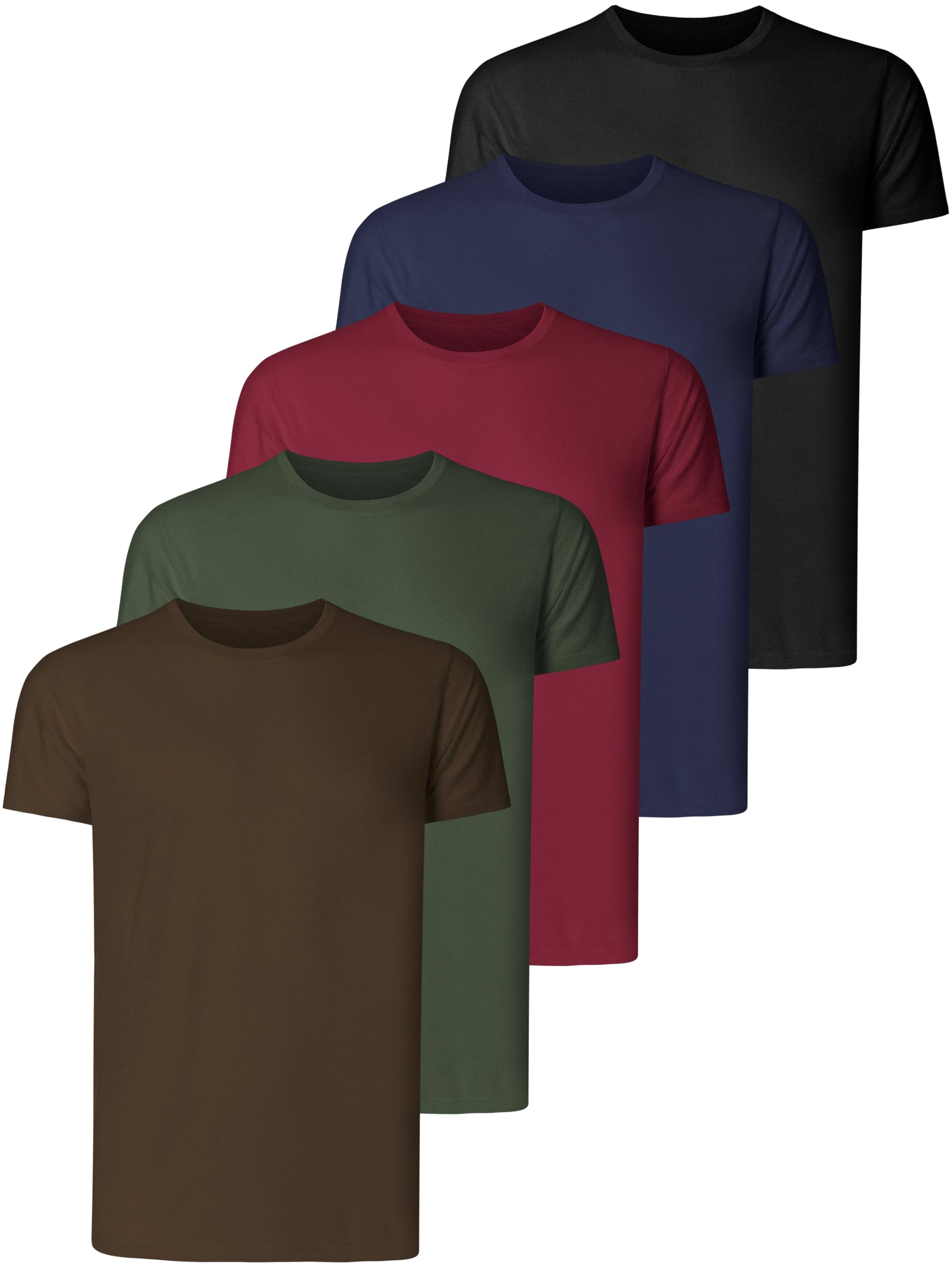 Teesmen Men's T-Shirts 5 Pack Short Sleeve Crew Neck UK Plain Cotton