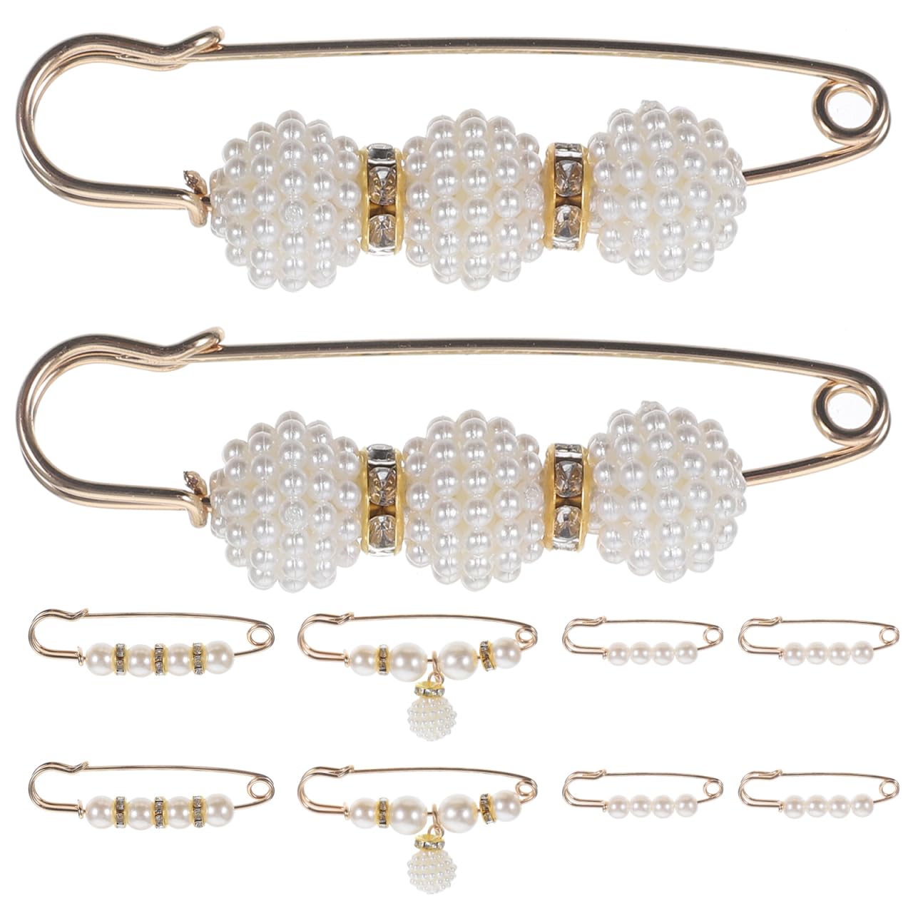 10 Pieces Safety Clothes Pins and Waist Tensioners, Decorative Brooches for Dres