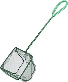 Pawfly Aquarium Fish Net with Braided Metal Handle Square Net with Soft Fine Mesh Sludge Food Residue Wastes Skimming Cleaning Net for Fish Tanks Small Koi Ponds and Pools