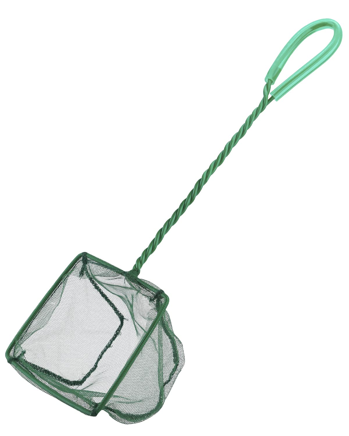 Pawfly Aquarium Fish Net with Braided Metal Handle Square Net with Soft Fine Mes