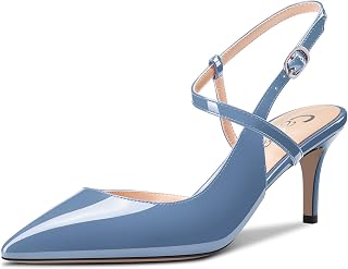 Castamere Women's Medium Pointed Toe Kittens Heel Ankle Strap Pumps Slingback Dress Sandals Buckle Office Shoes 6.5 cm Heels