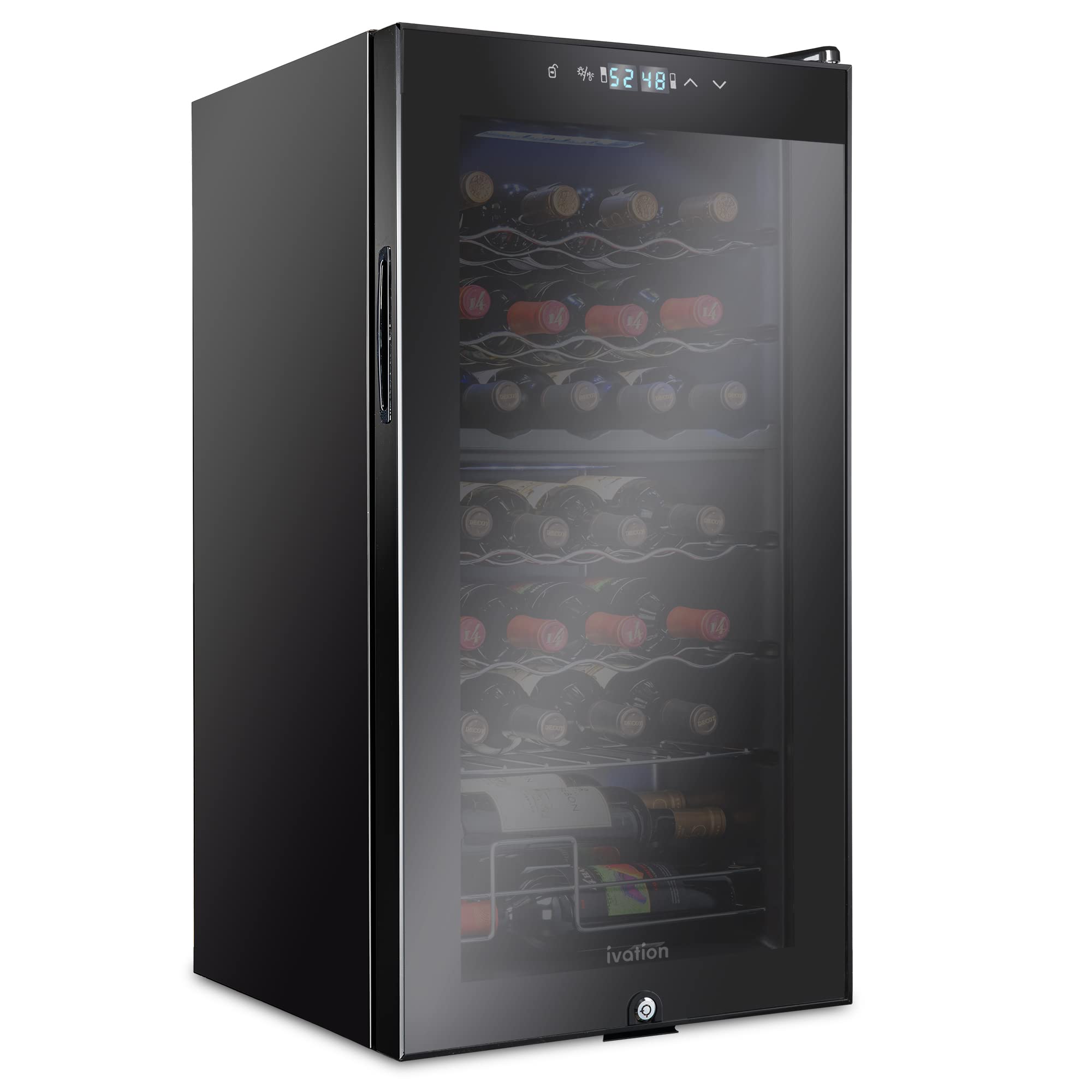 Ivation 28 Bottle Dual Zone Compressor Wine Cooler Refrigerator w/Lock | Large F