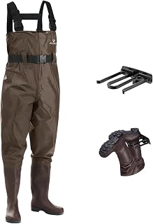 FISHINGSIR Waders for Men Waterproof Women Fishing Chest Wader with Boots | 2-Ply Nylon/PVC, for hunting & fishing, with boot hanger