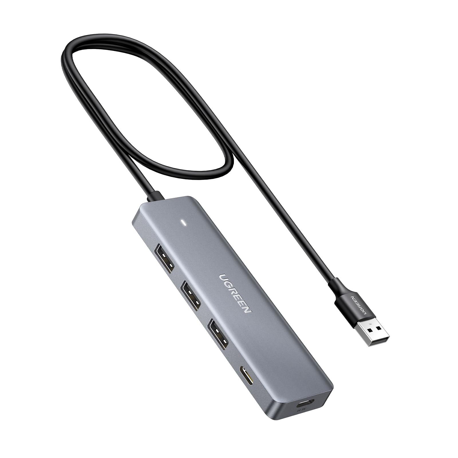 UGREEN USB 3.0 Hub, 4 Ports Extension USB Hub, USB C Power Supply, Self-Powered/
