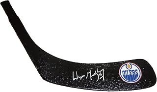 Wayne Gretzky Autographed Edmonton Oilers Logo Black Stick Blade W/PROOF, Picture of Wayne Signing For Us, Edmonton Oilers, Los Angeles Kings, New York Rangers, Stanley Cup Champion, Hall of Fame