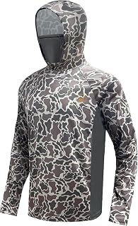 Palmyth Hunting Hoodie with Mask for Men Long Sleeve Sun Protection UV UPF 50+ Camo Fishing Shirts