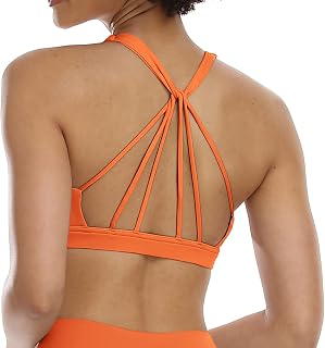 icyzone Women's Padded Sports Bra without Underwire Line Design Top Sports Fitness Yoga Jogging Gym