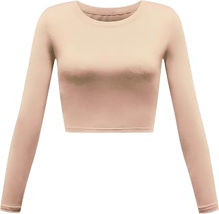 Womens Long Sleeve Crop Tops Basic Teen Girl Clothes Casual Cute Yoga Shirts Layering Slim Fitted Workout T-Shirt