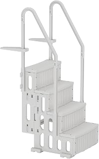 MELLCOM Pool Ladder, 4-Step Pool Stairs with Double Handrails and Non-Slip Steps for 48-54” Above Ground and In-Ground Pools, White