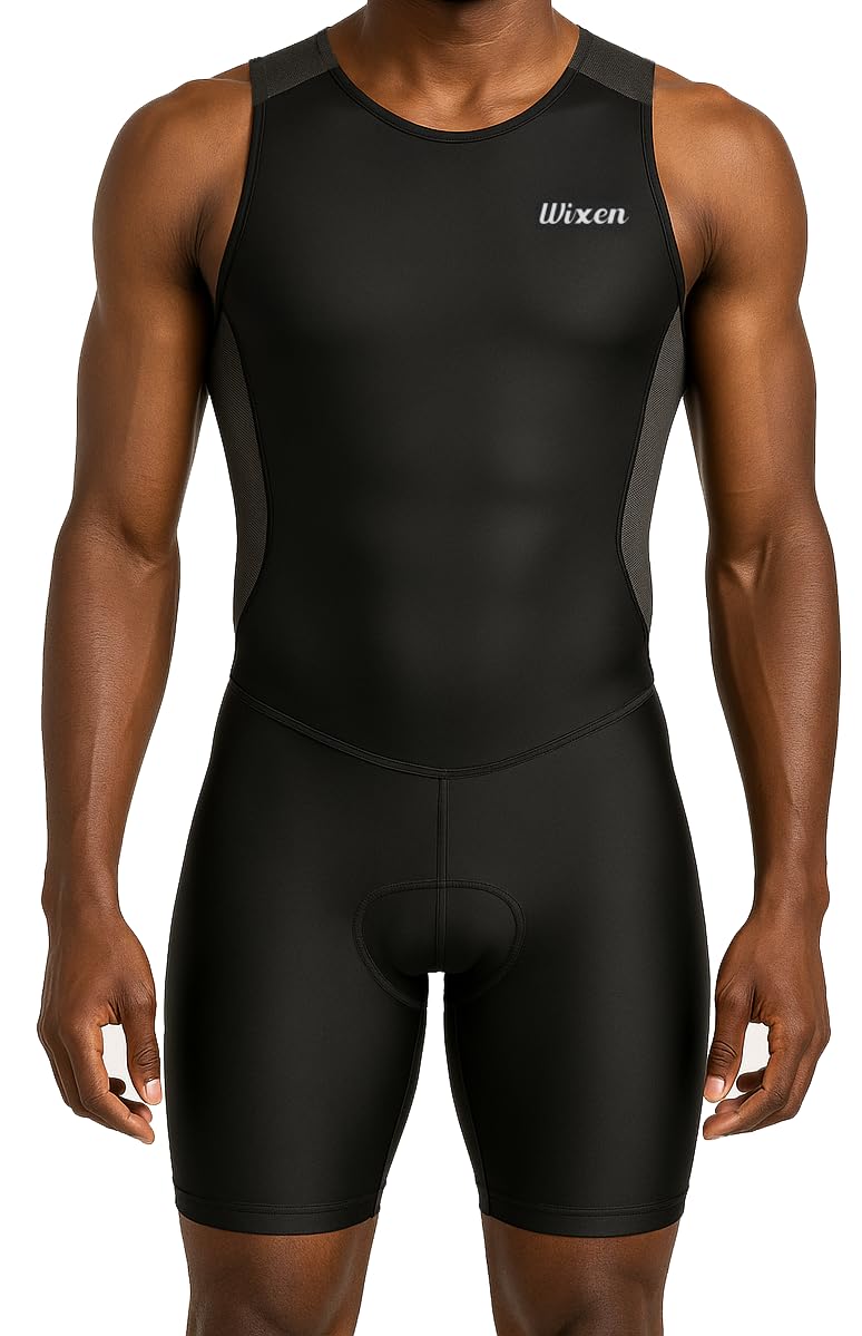 Wixen Men's Performance Triathlon Suit Sleeveless Tri Suit Padded Quick Dry Run 