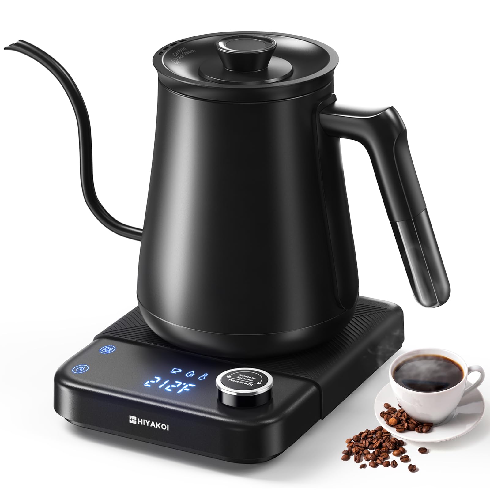 Gooseneck Electric Kettle HIYAKOI with ±1℉ Temperature Control, Pour Over Kettle