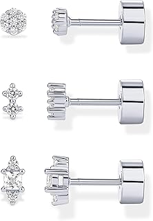 PAVOI Dainty Flat Back Earrings for Women, 14K Gold Plated CZ Stud Piercing