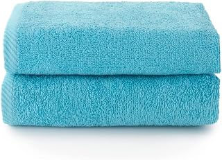 Top Towel - Plus - Large Bath Towels - Bathroom Towels - 2 Hand or Sink Towels - 50 x 100 cm - 100% Cotton - Aquamarine