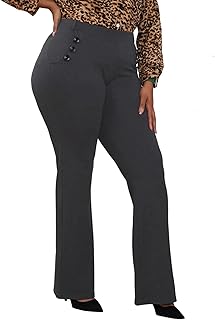 DGD Wrinkle-Free Stretch Dress Pants Plus Size for Women Pull-on Pant Ease into Comfort Office Pant
