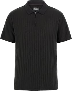 GUESS Men's Short Sleeve Grady Rib Zip Polo