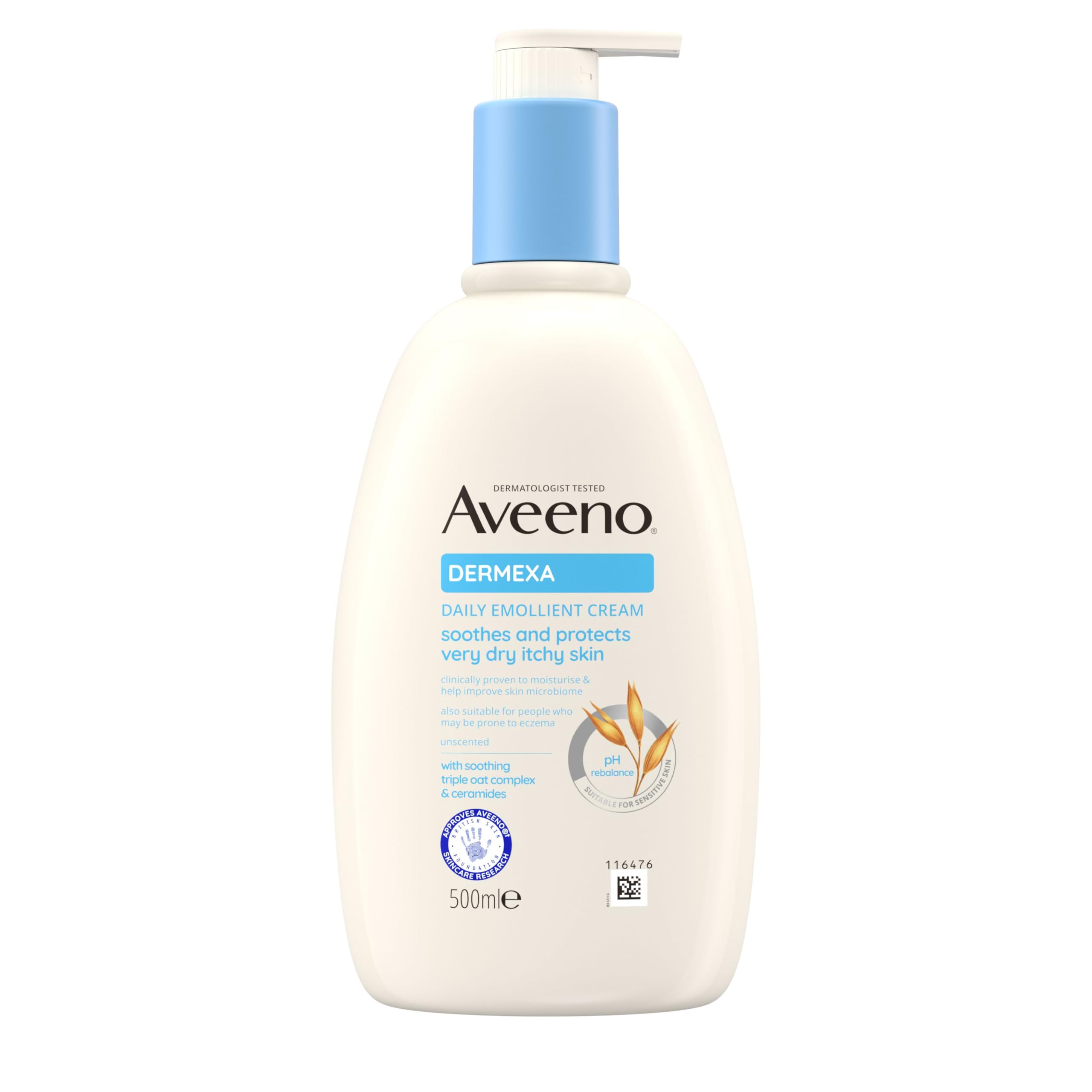 Aveeno Dermexa Daily Emollient Cream for Sensitive Skin (1 x 500ml) | Enriched w