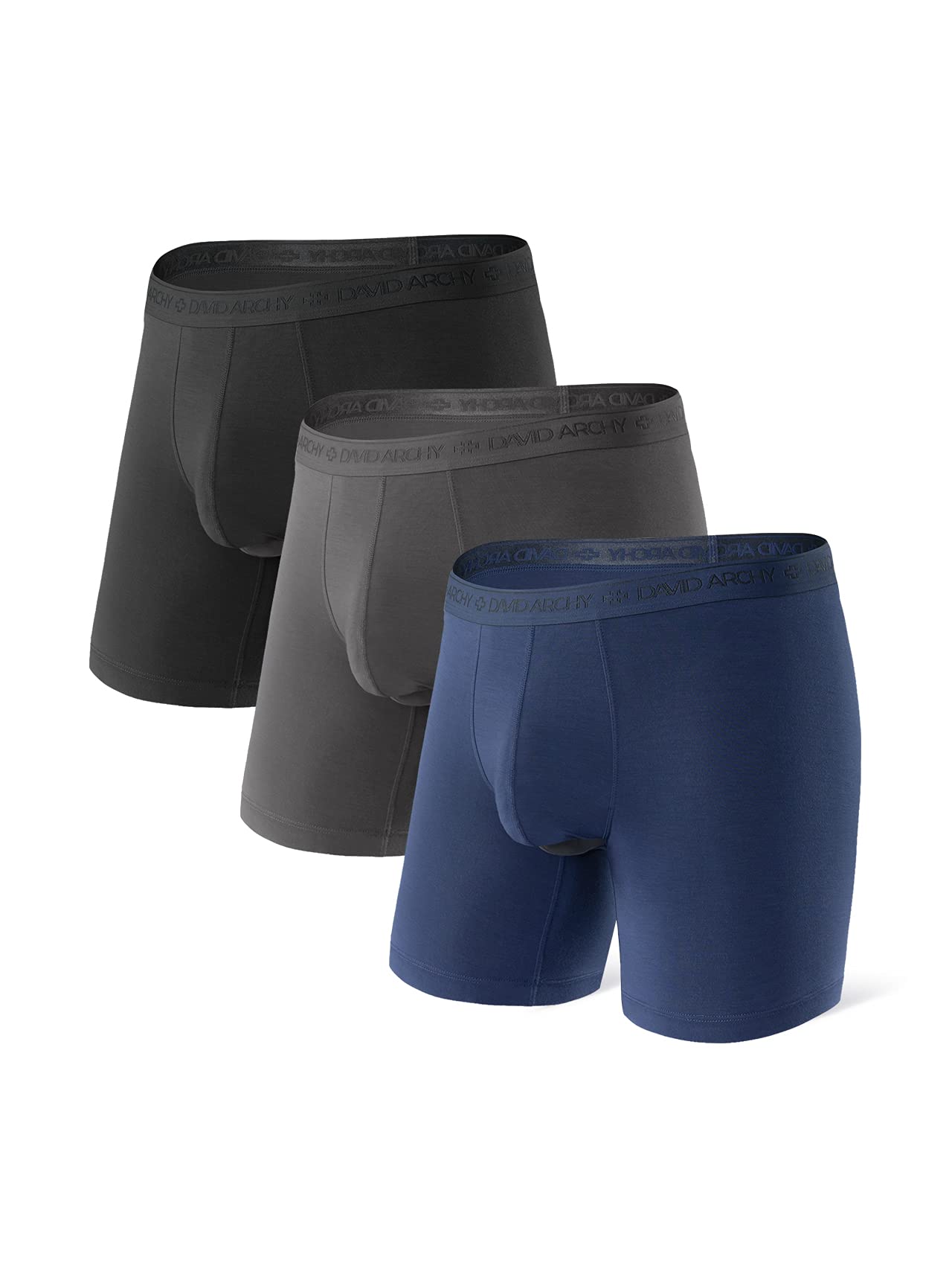 DAVID ARCHY Men's Boxer Briefs Modal with Flap Separate Microfibre, Multipack Un