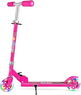 BELEEV V1 Foldable Scooter for Kids Ages 3-12,LED Light Up Wheels | 2 Wheel Kick Scooter for Children Girls and Boys, 3 Adjustable Height, Lightweight Scooter with Sturdy Kickstand,143lbs Max