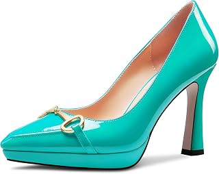 Castamere Women's High Platform Heel Heel Pointed Toe Slip-On Metal Chain Pumps Wedding Office Casual 10 CM Heels