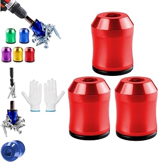 Screwdriver Head Magnetic Ring, Upgraded Magnetizer Screw Removable Household Tool Magnetic Screw holder Universal Magnetizer for Power Bits & Hex Screwdrivers (3, Red)