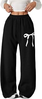 Verdusa Girl's Bow Baggy Sweatpants Wide Leg Athletic Pants with Pockets