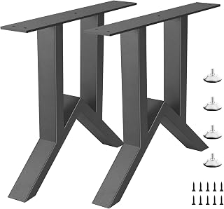 19 inch Metal Table Legs, Heavy Duty Industrial Metal Coffee Table Desk Legs Set of 2 Mid Century Home DIY Projects Furniture Legs with Adjustment Feet Pads(Bear Up to 800lb)
