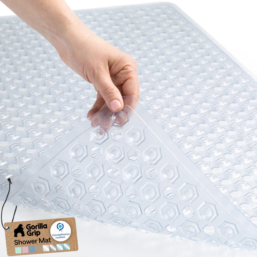 GORILLA GRIP Bath Tub Shower Mat, Bathtub Floor Liner, 35x16 Clear | Patented La