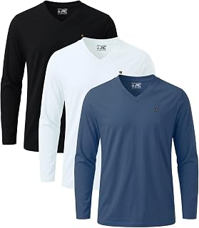 3 Pack 4 Pack Men's Short Sleeve Long V-Neck T Shirts Comfortable V-Neck T-Shirts for Gym, Running, Workout and Casual Outings