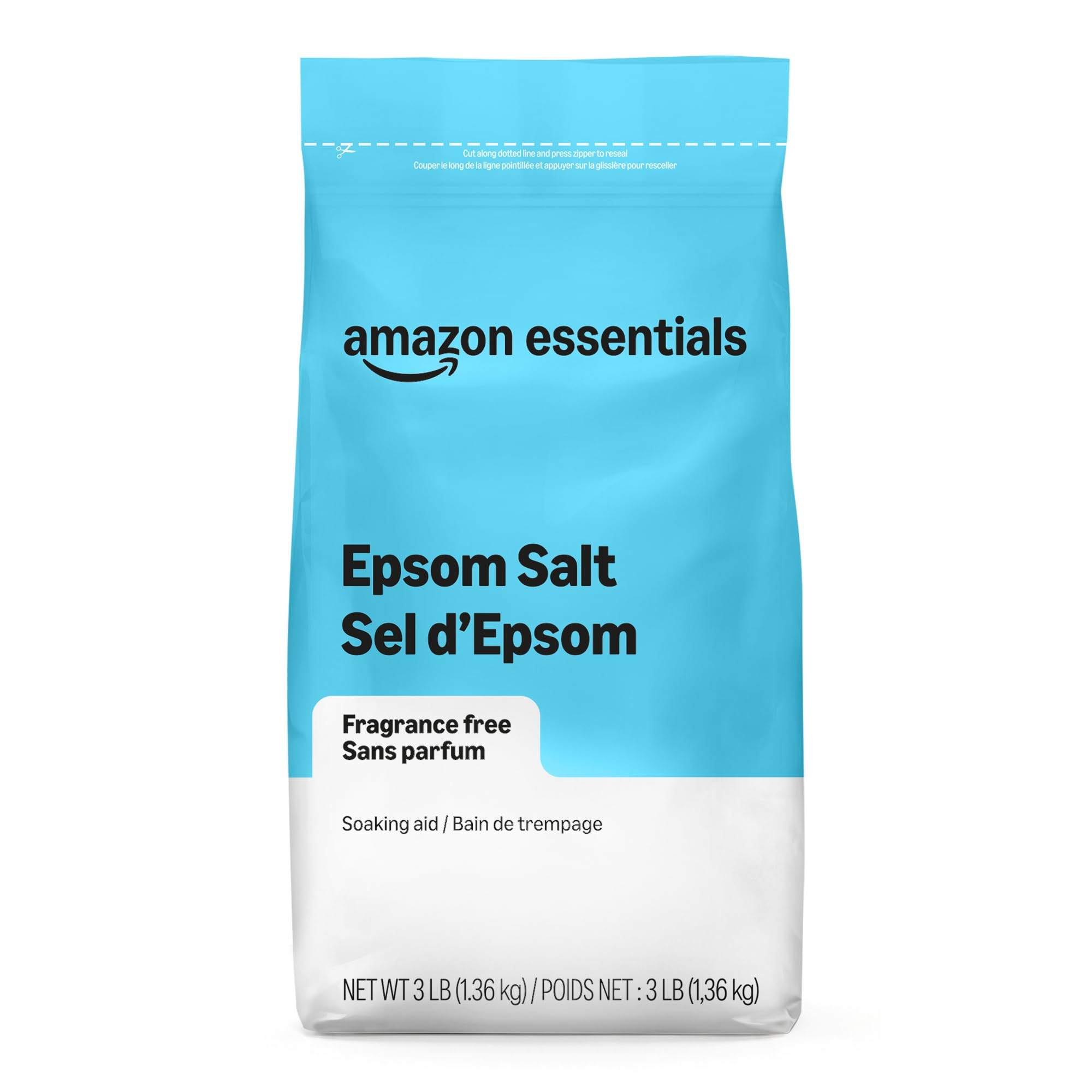 Amazon Essentials Epsom Salt Soak, Magnesium Sulfate USP, 3 Pound, 1-Pack (Previ