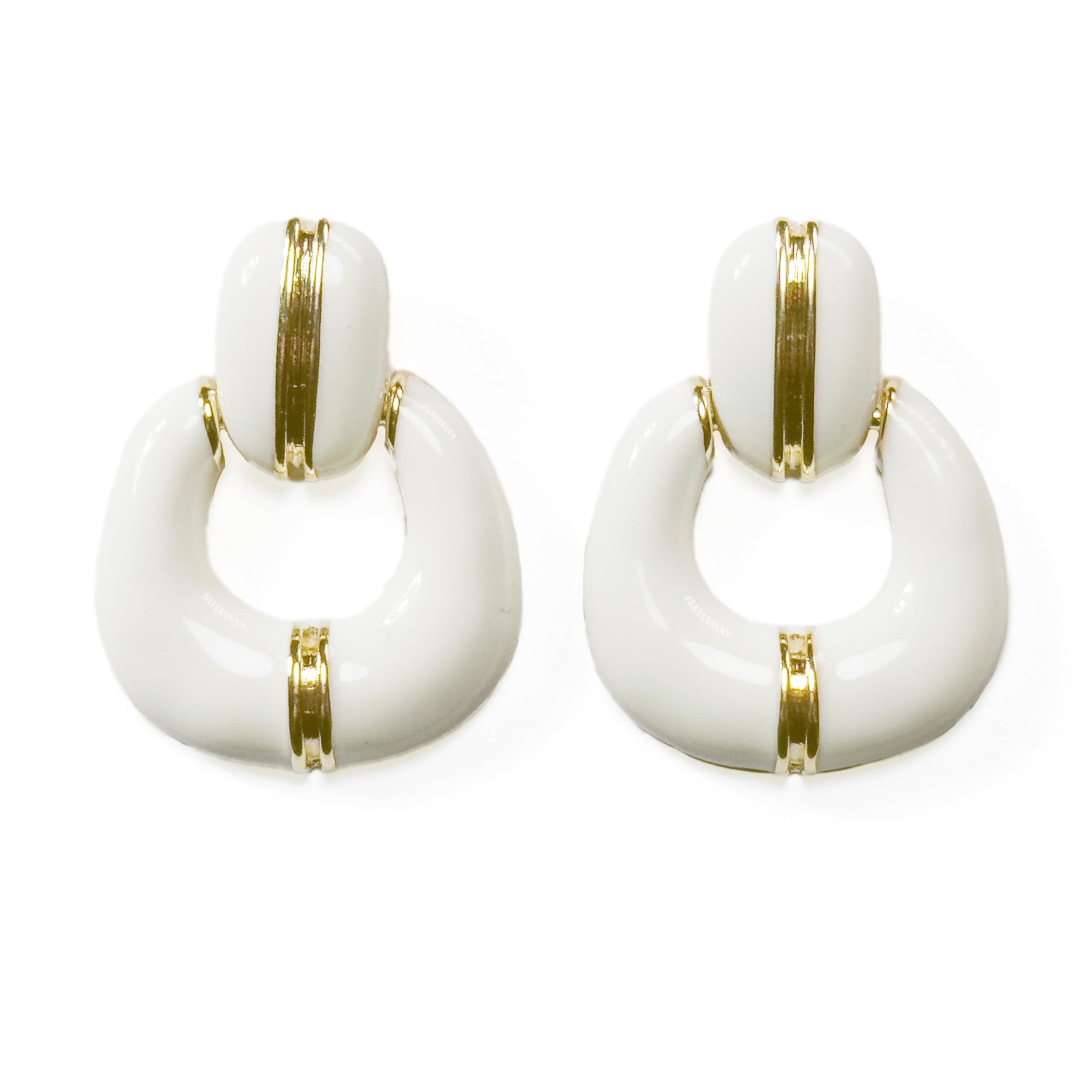 Black White Earrings for Women Girls Gold Plated Dangle Drop Fashion Geometric S