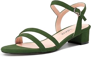 Castamere Women's Low Chunky Wide Kitten Heel Open Toe Strap Ankle Slingback Sandals Dance Dress 3CM Heels