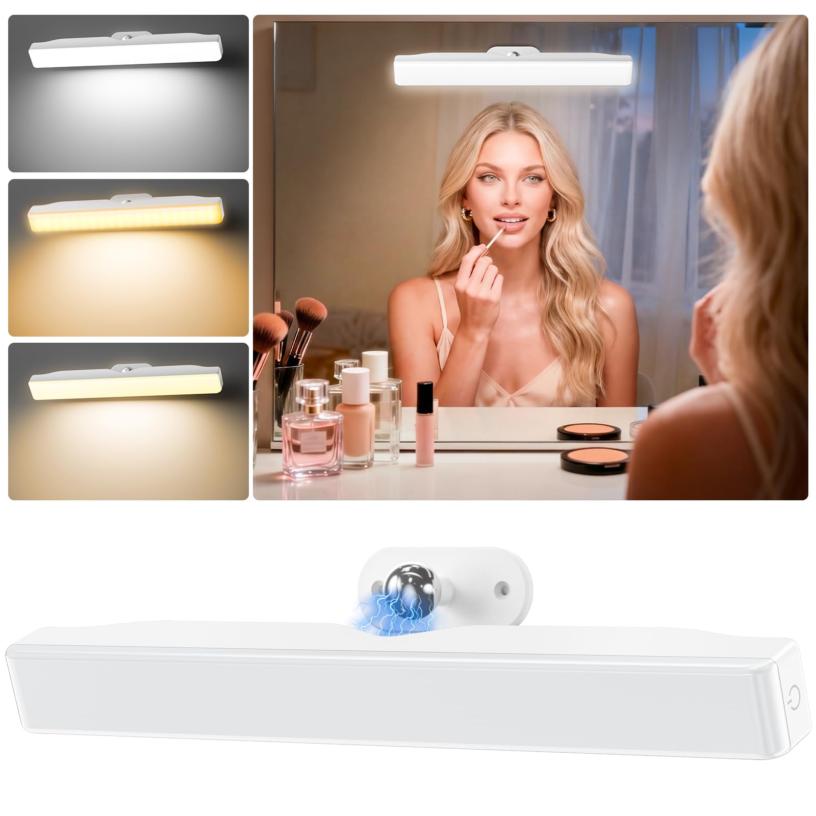 Draome Makeup Mirror Lights Stick On, 4000mAh Rechargeable Vanity Lights | Dress