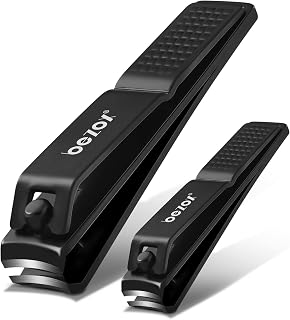 BEZOX Well-Made Nail Clipper Set 2 Pcs, Wide Jaw Opening Nail Clipper for Fingernail and Toenail, Premium Stainless Steel Sharp Sturdy Finger Nail Clipper
