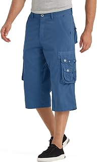 BEST SOUTH 3/4 Capri Long Cargo Shorts for Men Below Knee