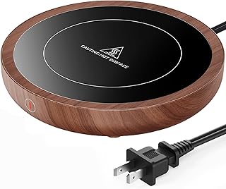SWEETFULL Coffee Mug Warmer, Electric Cup Warmer for Desk - Wood | 36W Fast Heating Beverage, 3-Temp Settings, 4H Auto Shut-Off, Smart Coffee Gifts Accessories for Women Men Milk, Tea, Candle
