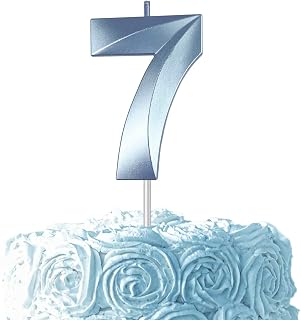 Blue Birthday Number 7 Candles for Wedding Party Cake Decorations