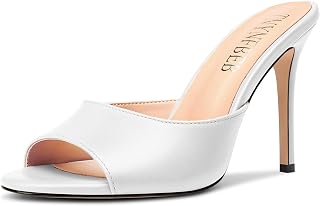 TNYNFBEB Women Stiletto Heel Sandals Open Toe Slingback Slip On Wedding Office Cute Classic 3.9 Inch
