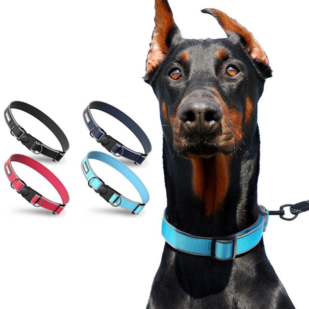 Reflective Nylon Dog Collar with Buckle, Soft Breathable Mesh Adjustable Pet Col