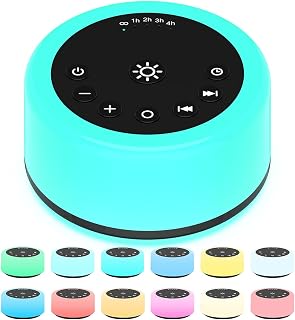 ColourNoise Sound Machines White Noise Machine 12 Colors Night Lights with 30 Soothing Sounds Sleep Machine with 5 Timers Portable for Home Travel and Office-Black