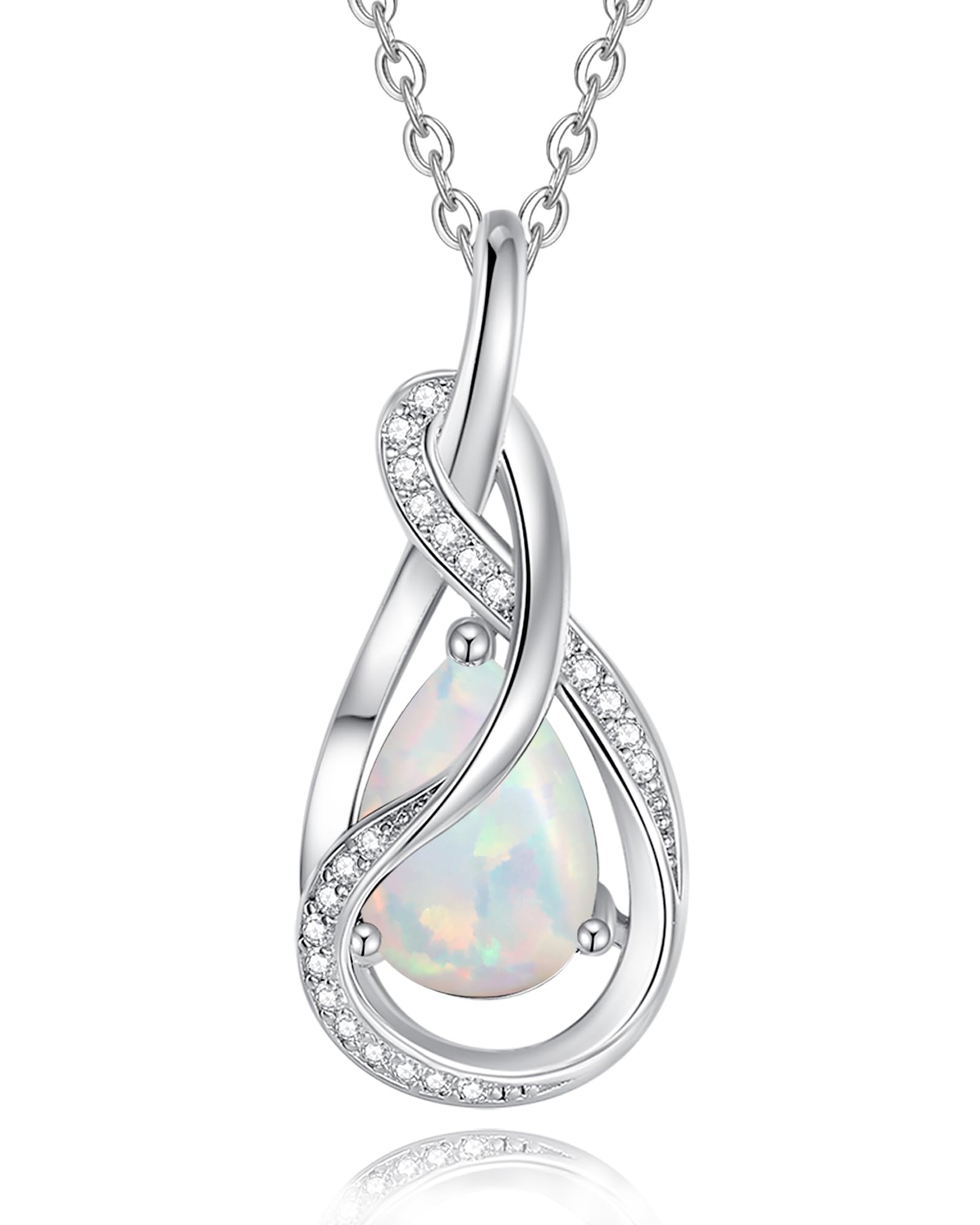 FANCIME TimelessTie Birthstone Necklace Ribbon Design Pendant For Women