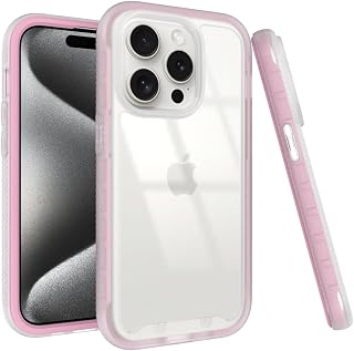 Puxicu Acrylic 2 in 1 for iPhone 15 Pro Max Case，Anti-Yellowing, Military-Grade Protection, Drop Shockproof Slim Phone Cover for iPhone 15 Pro Max 6.7", Pink