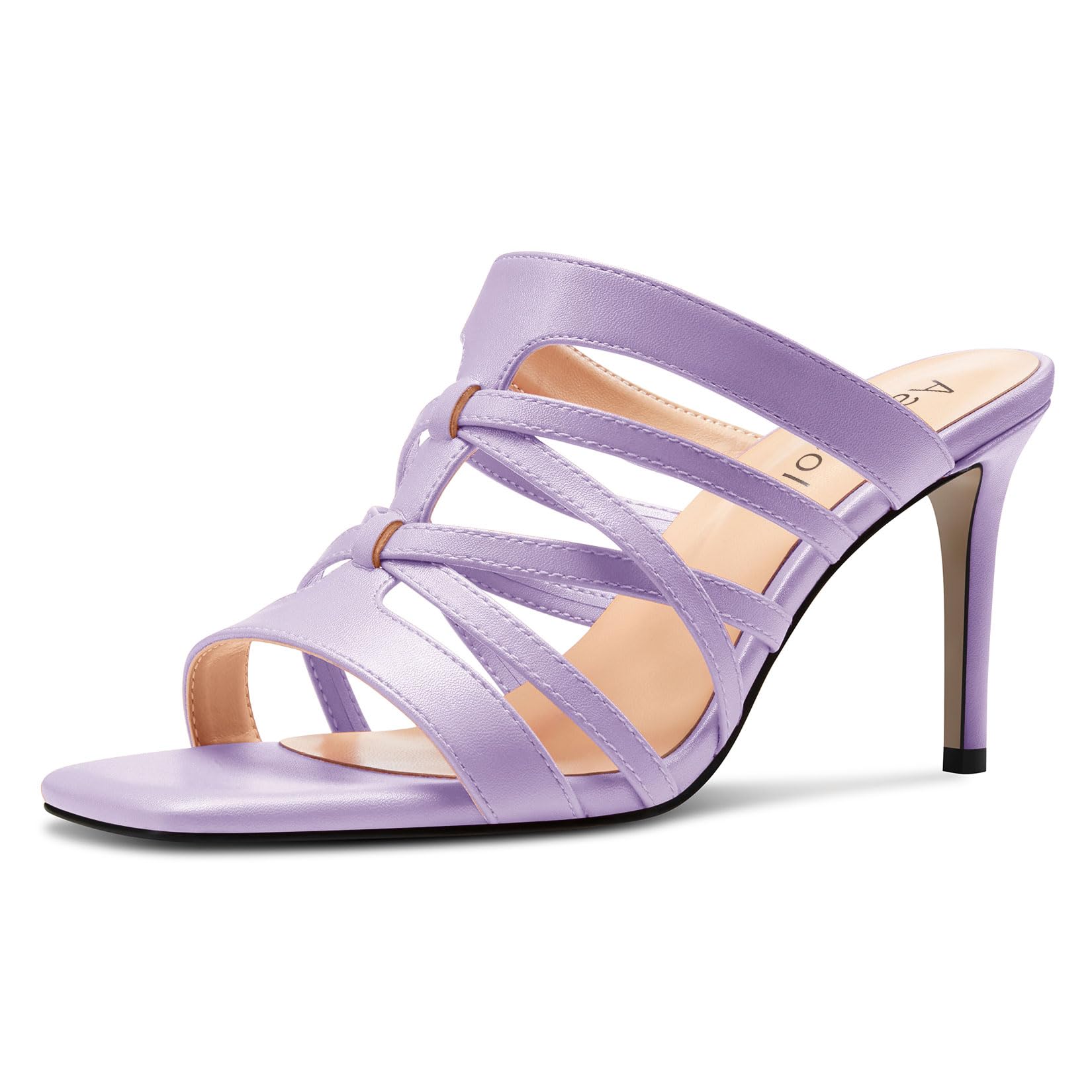 Aachcol Women's Medium Heel Open Heel Square Toe Sandals Slip-on Wedding Summer 