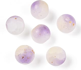 50pcs 6mm Opaque Round Crackle Glass Beads Loose Spacer Beads with Glitter Powder for DIY Jewelry Making Earrings, Bracelets, Necklaces, Medium Orchid