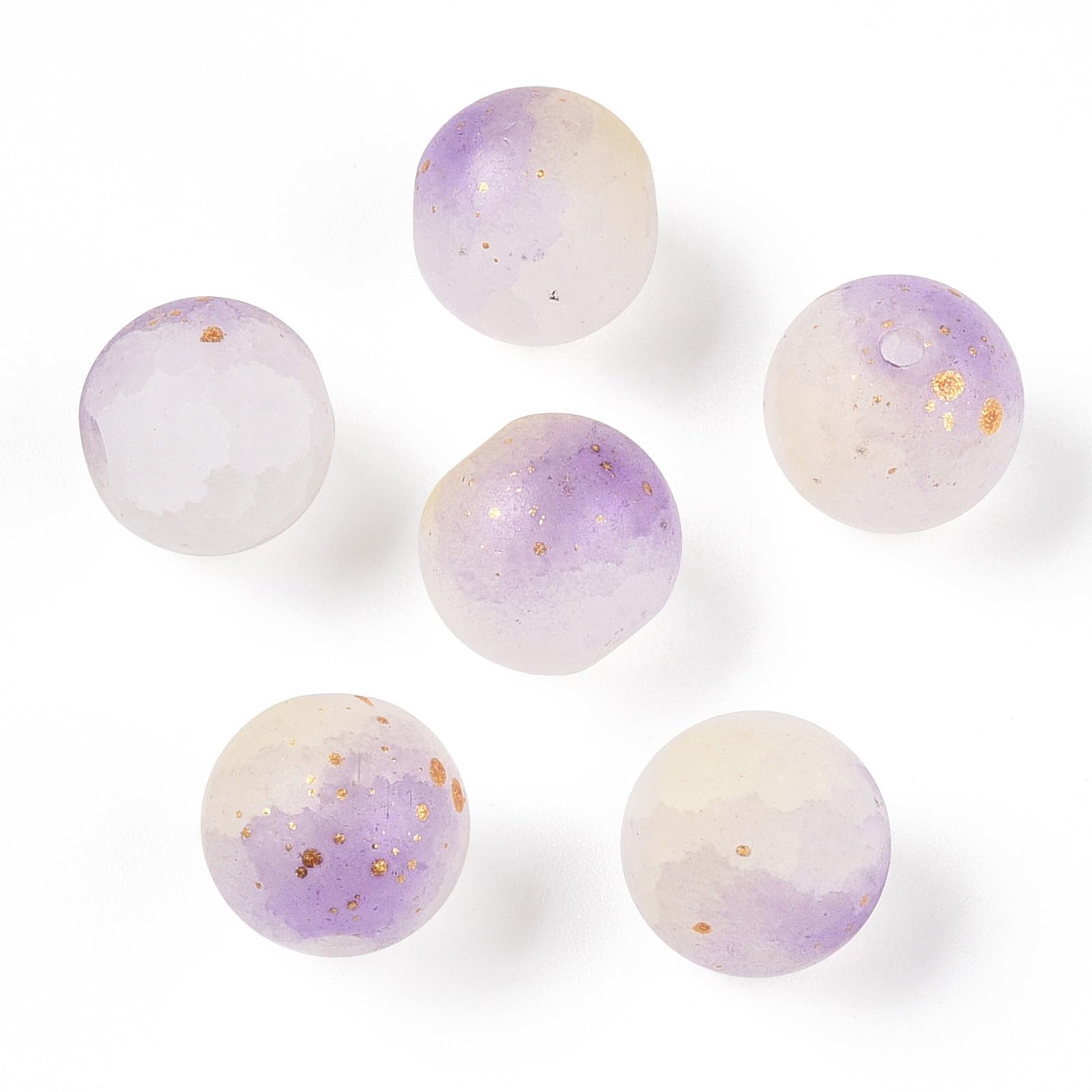 50pcs 6mm Opaque Round Crackle Glass Beads Loose Spacer Beads with Glitter Powde
