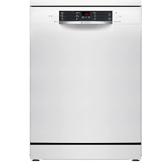 Bosch Series 2 SMS26AW08G Freestanding Dishwasher, 60cm, White | 6 programmes, Vario baskets, 4 options, 46dB, 9.5L, 12 place settings, Polinox