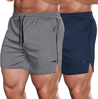 COOFANDY Men's 2 Pack Gym Workout Shorts Quick Dry Athletic Shorts 5 Inch Lightweight Sports Running Shorts with Pockets